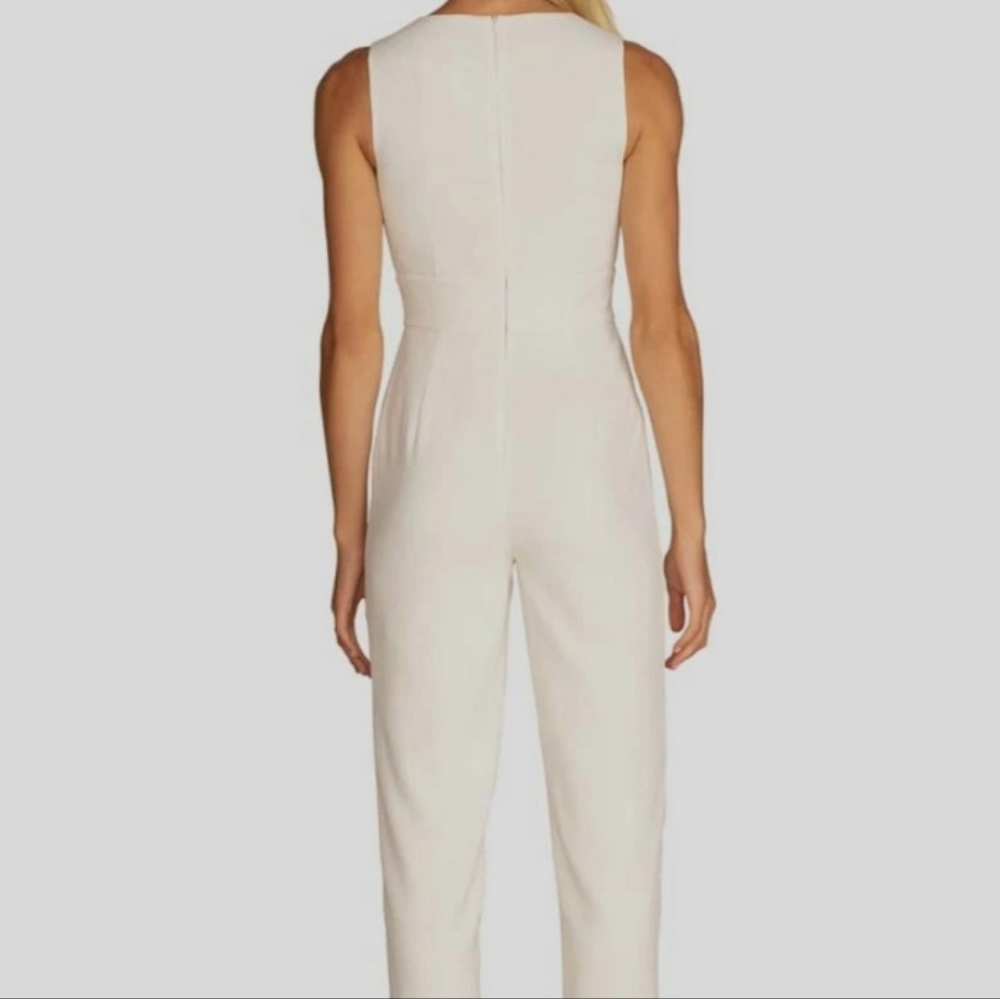Trina Turk White Tie Waist Jumpsuit Sz 8 - Picture 6 of 11